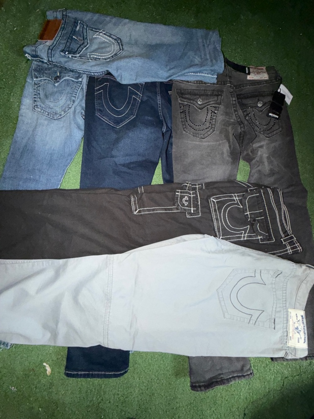 True Religion Men’s Slim Straight Jeans - Light Blue, Dark Blue, Black, Gray